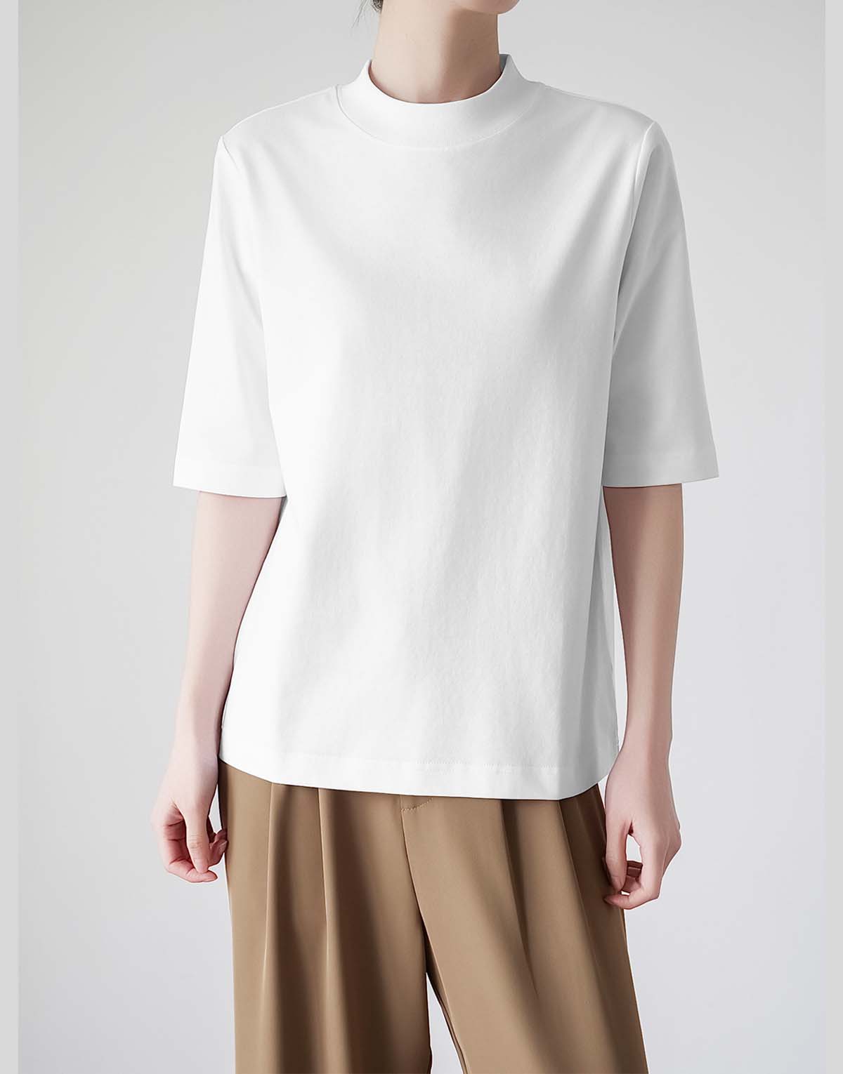 Five-point mid-sleeve back seam T-shirt-t10